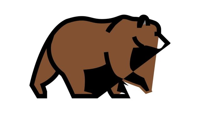 bear animal in zoo color icon animation