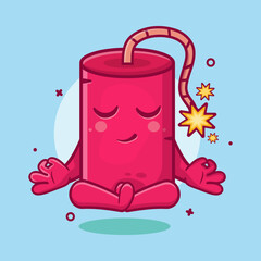 calm dynamite bomb character mascot with yoga meditation pose isolated cartoon in flat style design