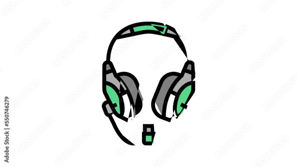 Poster headset wireless video game color icon animation
