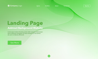 Landing Page. Abstract wave background website. Template for websites, or apps. Modern Green design. Abstract vector style