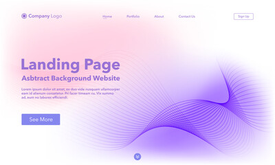 Landing Page. Abstract wave background website. Template for websites, or apps. Modern purple design. Abstract vector style