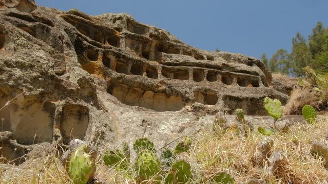 Cajamarca ruins of ventanillas de otuzco ancient pre Inca civilisation tomb and cave grave