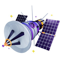 3d render illustration solar panel and satellite