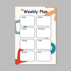 Minimal weekly planner template vector