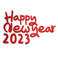 red happy new year 3d png image