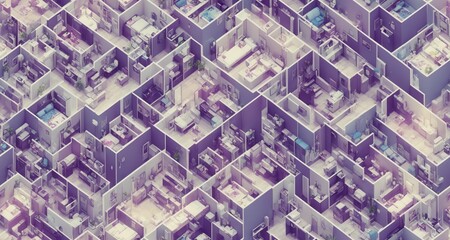 isometric interior of a room with furnitures