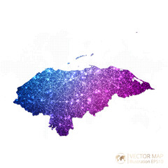 Honduras map in geometric wireframe blue with purple polygonal style gradient graphic on white background. Vector Illustration Eps10.