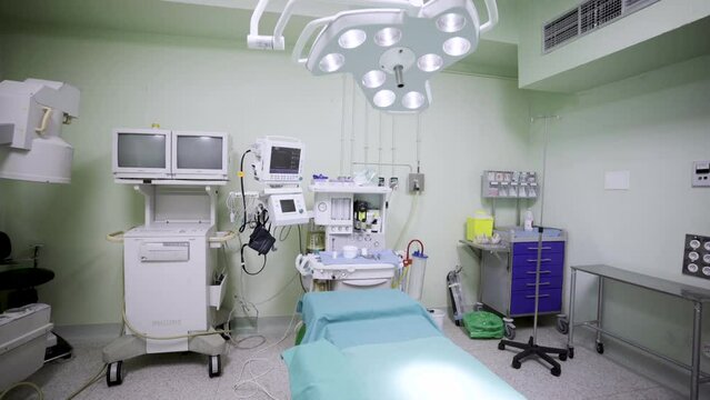 empty emergency room ready for surgery on a patient in private clinic hospital 