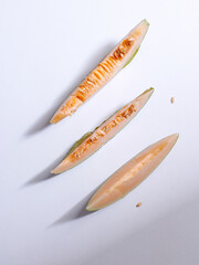 fresh fruit cantaloupe on the white table