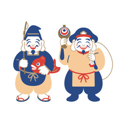 恵比寿様と大黒様のイラスト素材