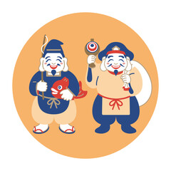 恵比寿様と大黒様のイラスト素材