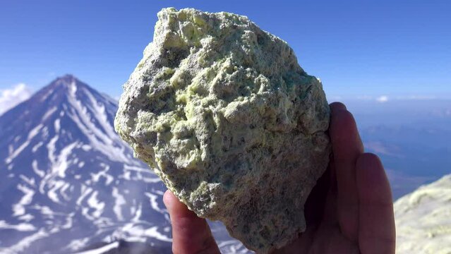 It is called the Bile of the god Volcunus. Volcanic sulfur is a beautiful crystals of bright yellow color, native sulfur compounds