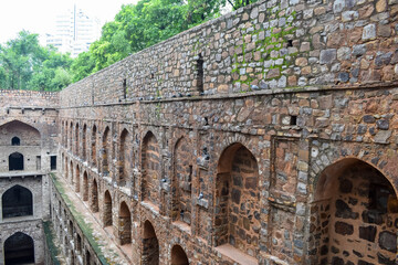 Agrasen Ki Baoli (Step Well) situated in the middle of Connaught placed New Delhi India, Old Ancient archaeology Construction