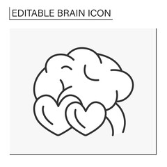  Brain line icon. Healthcare. Care for the brain. Neurology treatments.. Brainstorming concept. Isolated vector illustration. Editable stroke