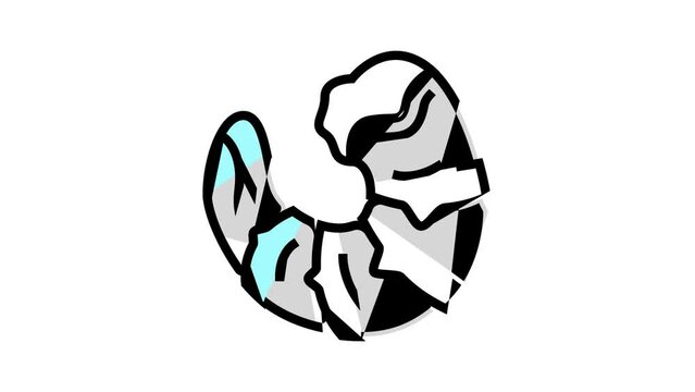 prawn seafood color icon animation