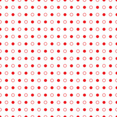 Endless red dot seamless pattern, gift wrapping paper, infinite point, clothes, shirts, dresses, paper, gift, white background, Vector background.