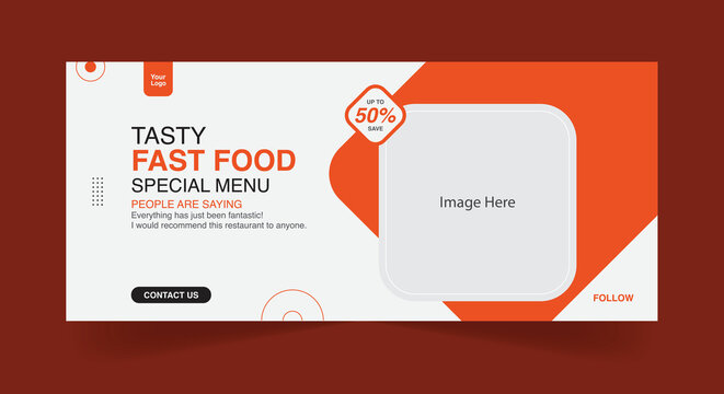 Food menu and restaurant facebook cover template