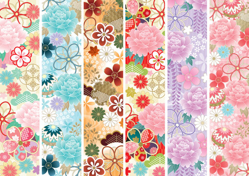 優しい色の豪華な和柄の帯セット縦