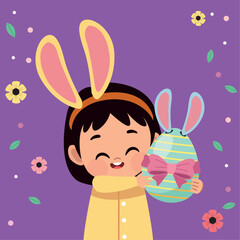 girl with egg and ears rabbit