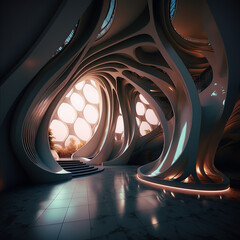 Ai generated futuristic interior design 