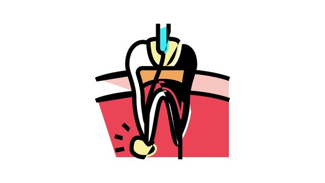 root canal treatment color icon animation