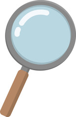 A cartoon magnifying glass, a vector icon of search focus research