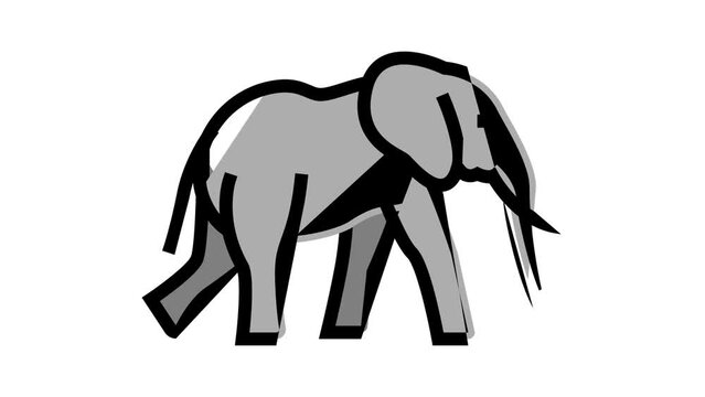 elephant animal in zoo color icon animation