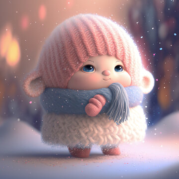 Adorable nena con ropa de invierno, super tierna, creada con inteligencia artificial