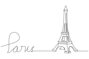 continuous line drawing of Paris Eiffel Tower