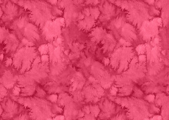 Viva Magenta watercolor hand painted abstract background. Unique textured splashes effects. Trendy color of the year 2023. Red maroon wallpaper.