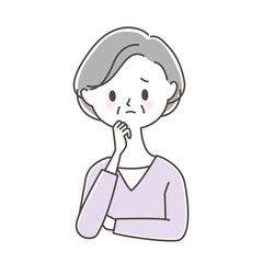 悩むシニア女性