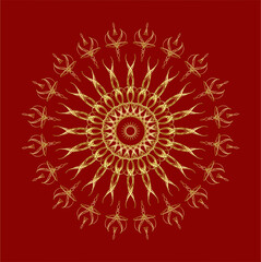 mandala colorful art, ancient Indian vedic background design, multiple mathematical shapes, luxury design for wedding cards.