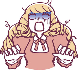 ショックを受けるお嬢様　イラスト