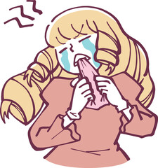 悔しがるお嬢様　イラスト