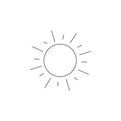 Sun icon vector - sunny day weather symbol isolated on white background. 