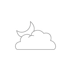 Partly Cloudy Night weather symbol isolated on white background. line art vector isolated. 