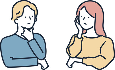 疑問　不安　男女　イラスト