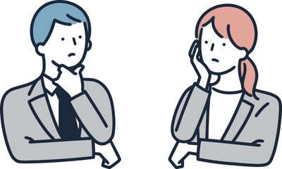 疑問　不安　男女　イラスト