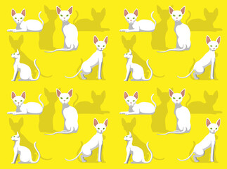 Cat Sphynx Cartoon Character Seamless Wallpaper Background