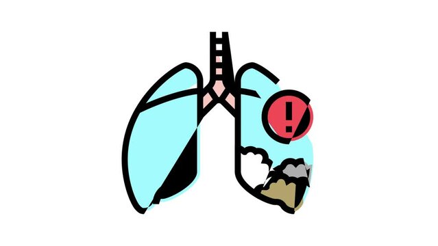 mesothelioma disease color icon animation