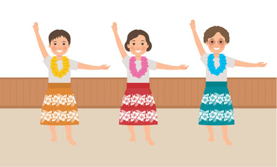 シニアの趣味 フラダンス（背景あり）