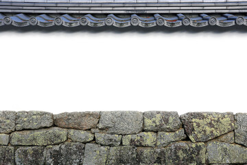 Architecture detail of Japanese temple roof and wall