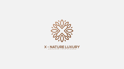 Luxury Nature letter Leaf X logo design illustration