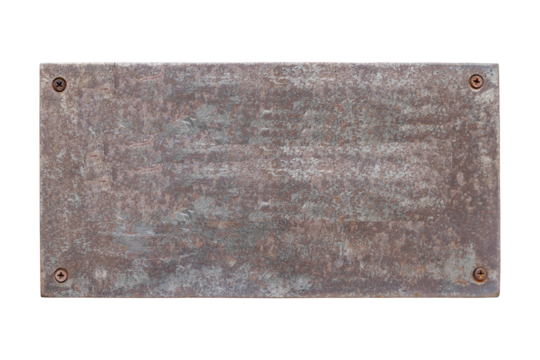 Simple steel plate, metal plate isolated on transparent background