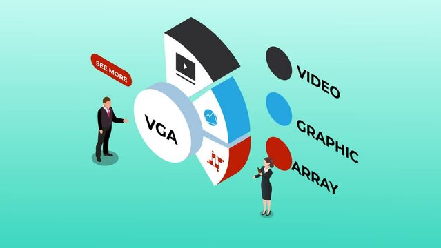 Two people showing video graphic array acronym