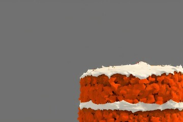 Splice of carrot cake isolated in gray background with copyspace
