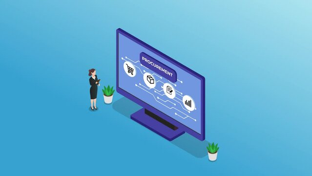 Woman show procurement process on computer