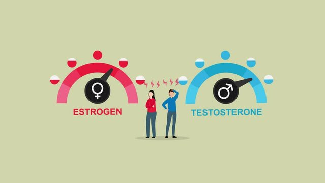 Man and woman with estrogen and testosterone level