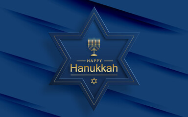 Happy Hanukkah card with nice and creative symbols on color background for Hanukkah Jewish holiday