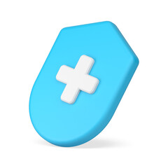 Healthcare medical clinic support cross shield guard safety protection 3d icon
